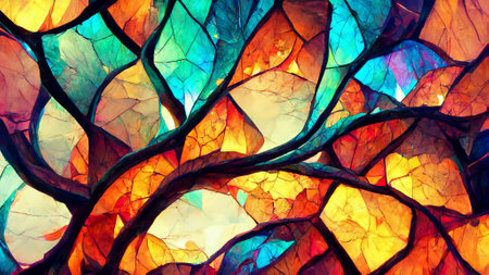 stained glass fractal colorful photo realisticの写真素材