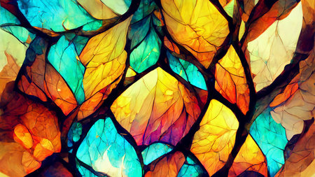 stained glass fractal colorful photo realistic