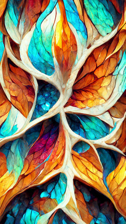 stained glass fractal colorful photo realisticの写真素材