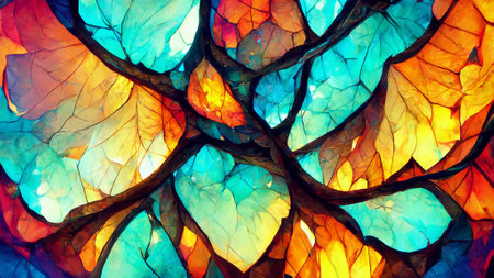 stained glass fractal colorful photo realisticの写真素材