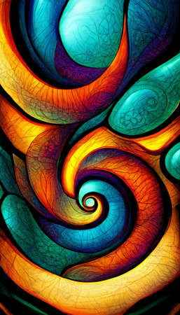 Mayan style glass fractal colorful
