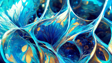 blue gradient glass fractal colorful photo realisticの写真素材