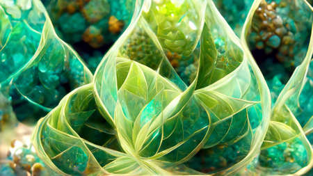 green gradient glass fractal colorful photo realisticの写真素材