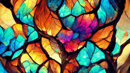 stained glass fractal colorful photo realisticの写真素材
