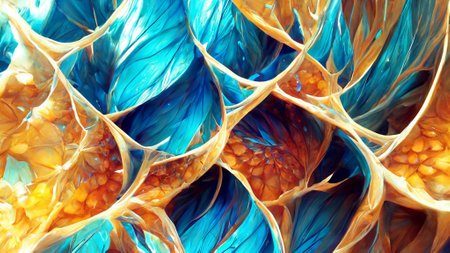 blue gradient glass fractal colorful photo realisticの写真素材