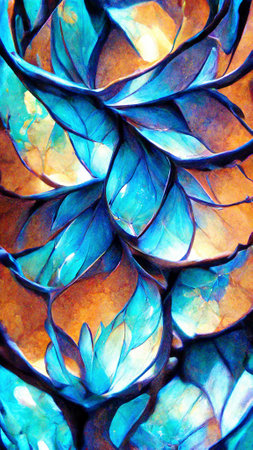Mayan style blue glass fractal colorfulの写真素材