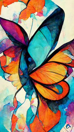 abstract art butterfly flying colorful dazzlingの写真素材