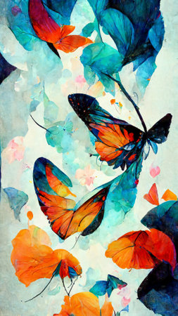 lots of butterflies flying colorful dazzlingの写真素材