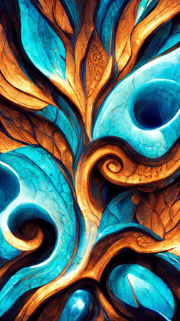 Mayan style blue glass fractal colorfulの写真素材