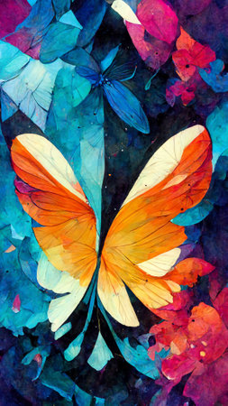 lots of butterflies flying colorful dazzlingの写真素材