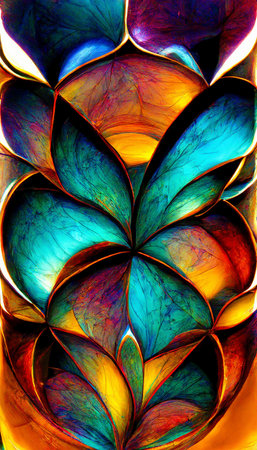 Mayan style glass fractal colorfulの写真素材