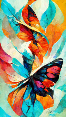 abstract art butterfly flying colorful dazzlingの写真素材