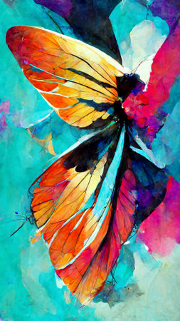 abstract art butterfly flying colorful dazzlingの写真素材
