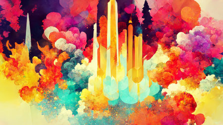 Firework composition with gradient background illustrationの写真素材