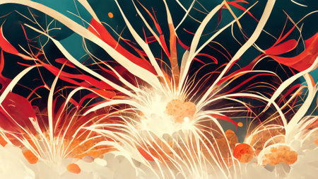 Big Fireworks Display illustration Illustrationの写真素材