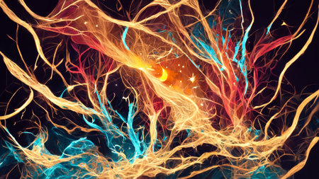 illustration background fireworks at nightの写真素材