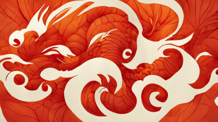 abstract chinese dragon shape illustration backgroundの写真素材