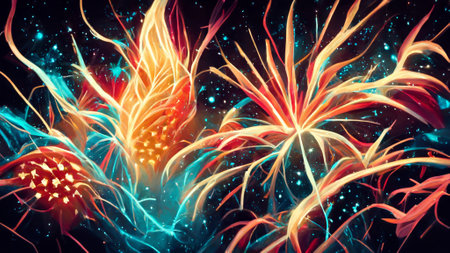 illustration background made of fireworks in the shape of a Chineの写真素材