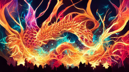 abstract light body lines dragon pattern illustration backgroundの写真素材
