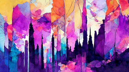 illustrations Purple Colorful abstract color spectrum lineの写真素材