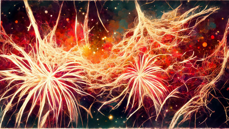illustration background made of fireworksの写真素材