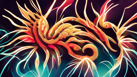 illustration background made of fireworks in the shape of a Chineの写真素材