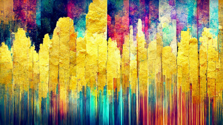 Textured multi Colorful yellow abstract color spectrum linesの写真素材