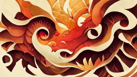 abstract chinese dragon shape illustration backgroundの写真素材