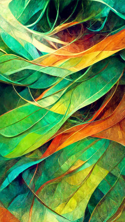 Textured multi Colorful green abstract color spectrum linesの写真素材
