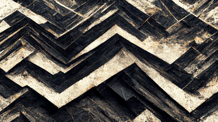 Black triangle abstract background surface 3D renderingの写真素材