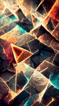 Black triangle abstract background surface 3D renderingの写真素材