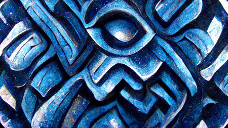Mayan style Beautiful Abstract Decorative Navy Blue Darkの写真素材