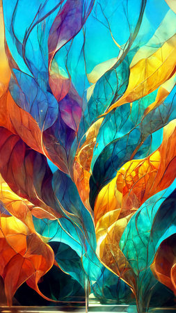 window gradient glass fractal colorful photorealisticの写真素材