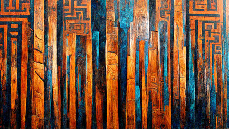 Mayan style Beautiful Abstract Decorative Navy wood Dark