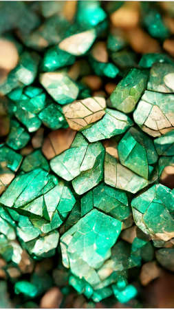 Green crystal mineral mosaic backgroundの写真素材