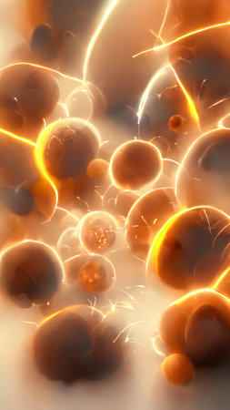 Particle cell photosphere stacking background imageの写真素材