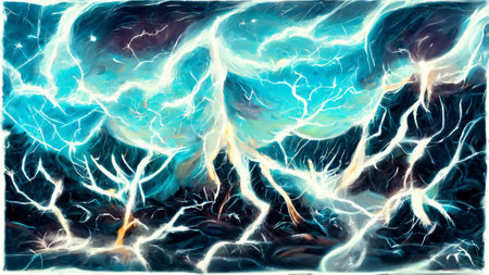 Lightning strike particle effect diagramの写真素材