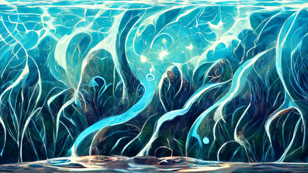 Water magic environment particle renderings