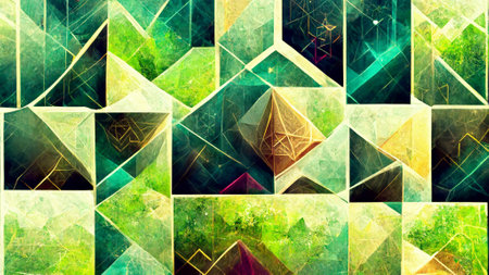 Green geometric magic square backgroundの写真素材