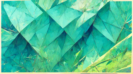 abstract background consisting of triangles. Gradient green colorの写真素材