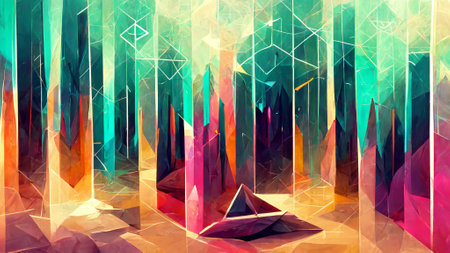 Colorful geometric magic lines backgroundの写真素材