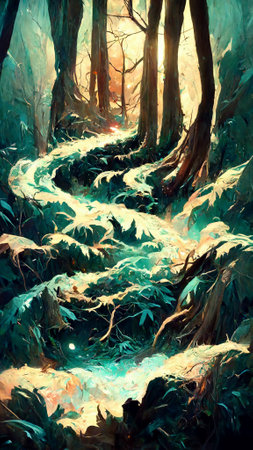 forest in the night backgroundの写真素材