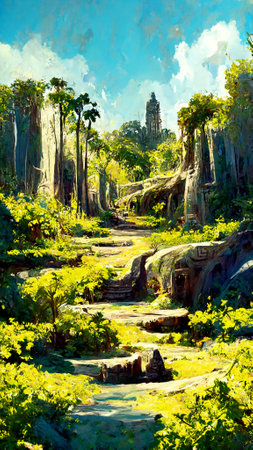 mayan forest in the sunny morningの写真素材