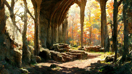 Medieval style and features forest caveの写真素材