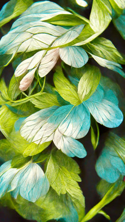 Spring background green tree leaves on blurred backgroundの写真素材