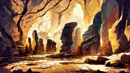 Wall in caves concept backgroundの写真素材