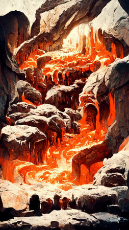 Medieval style and features lava fire cave