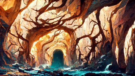 Wall in caves concept backgroundの写真素材