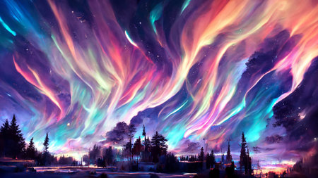 Beautiful Abstract aurora night Backgroundの写真素材