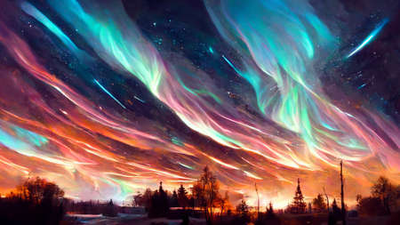 Beautiful Abstract aurora star abstract illustration backgroundの写真素材